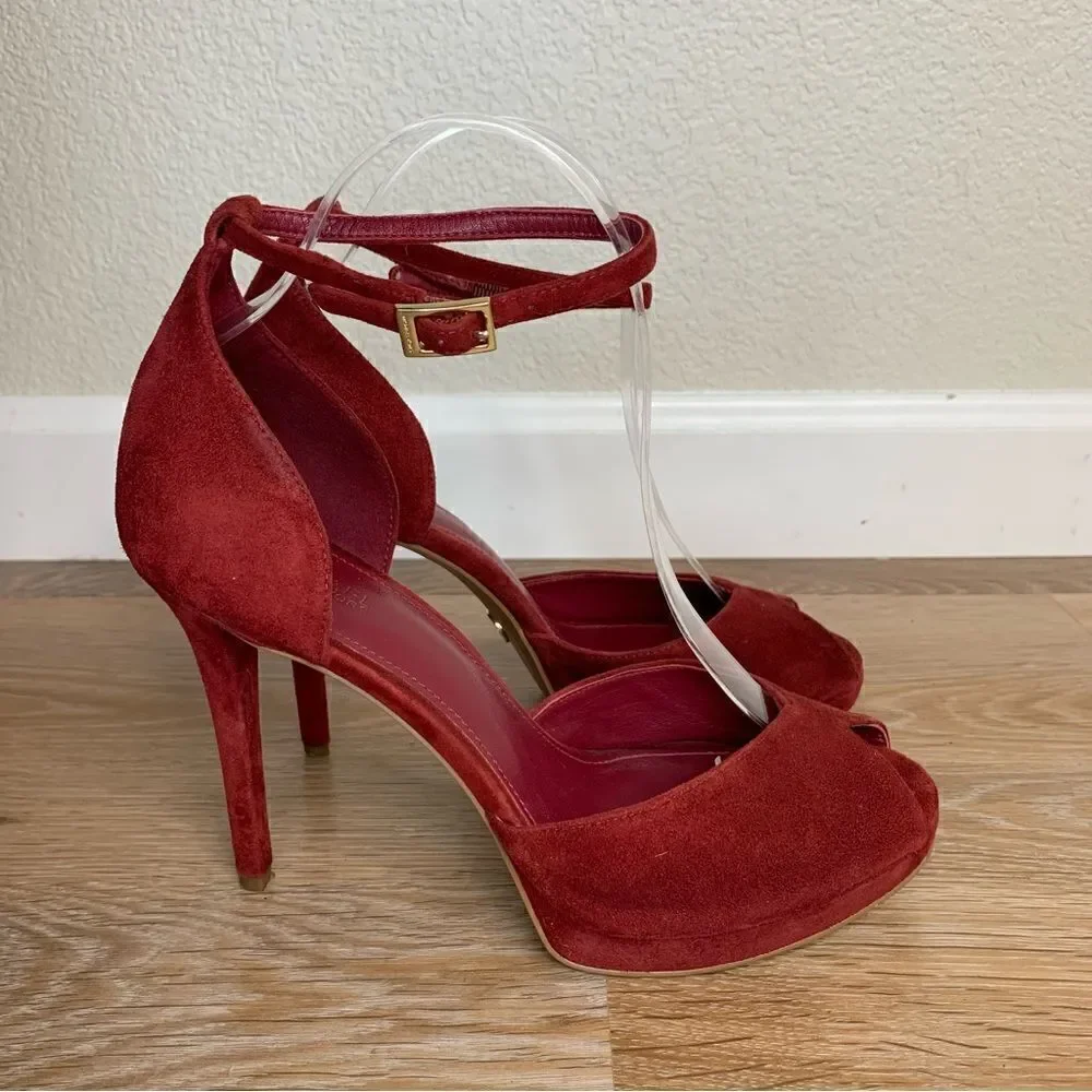 Michael Kors Bright Red Tiegan Platform Sandals, Size 8